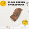 Vacuum-sealed Black Pepper Smoked Duck in transparent packaging